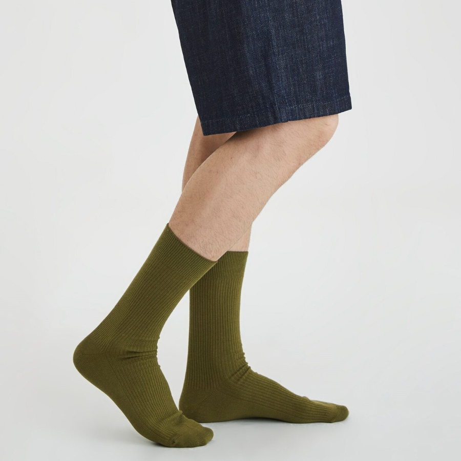 JAJU Cotton Ribbed Long Socks – Khaki
