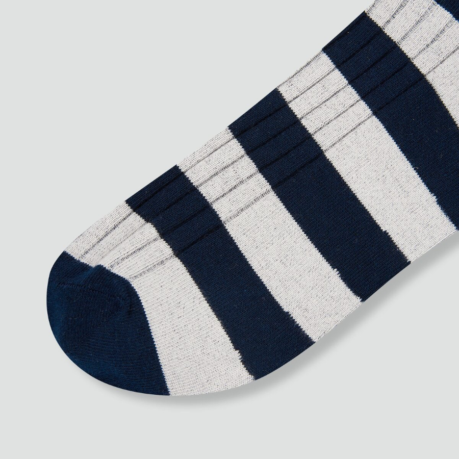 JAJU Cotton Stripe Long Socks – Navy