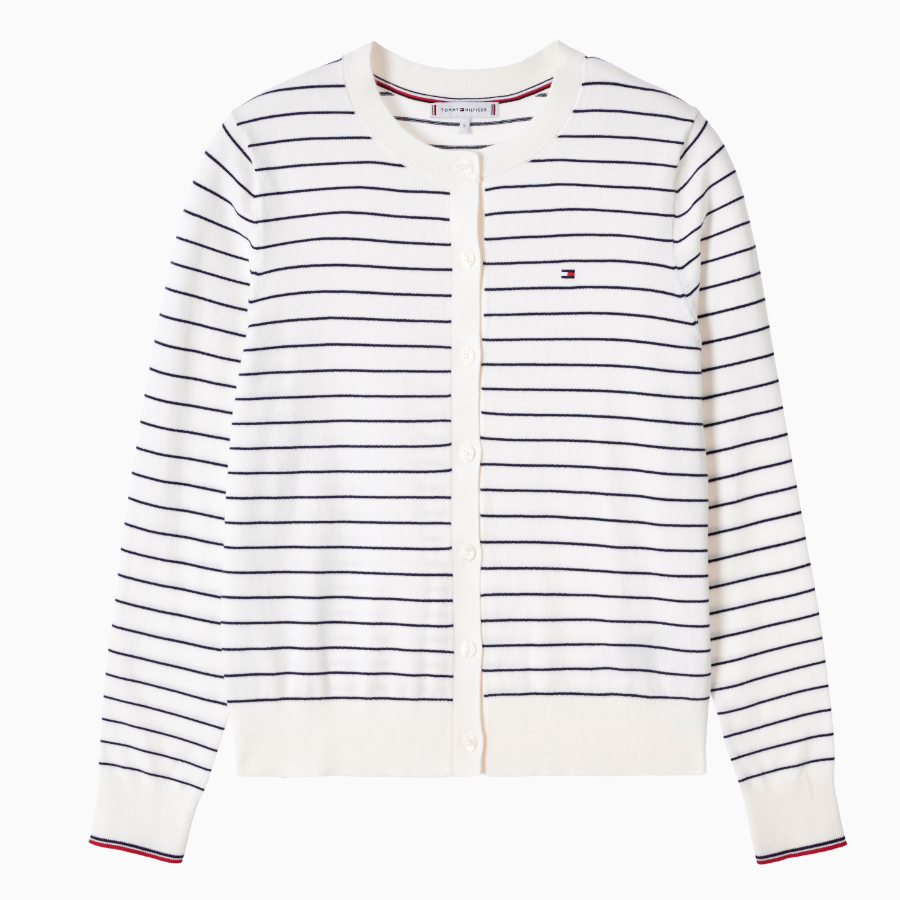 TOMMY HILFIGER [Official Headquarters] Striped Crew Neck Cardigan