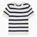 TOMMY HILFIGER [Official Headquarters] Cable Crew Neck Short Sleeve Sweater