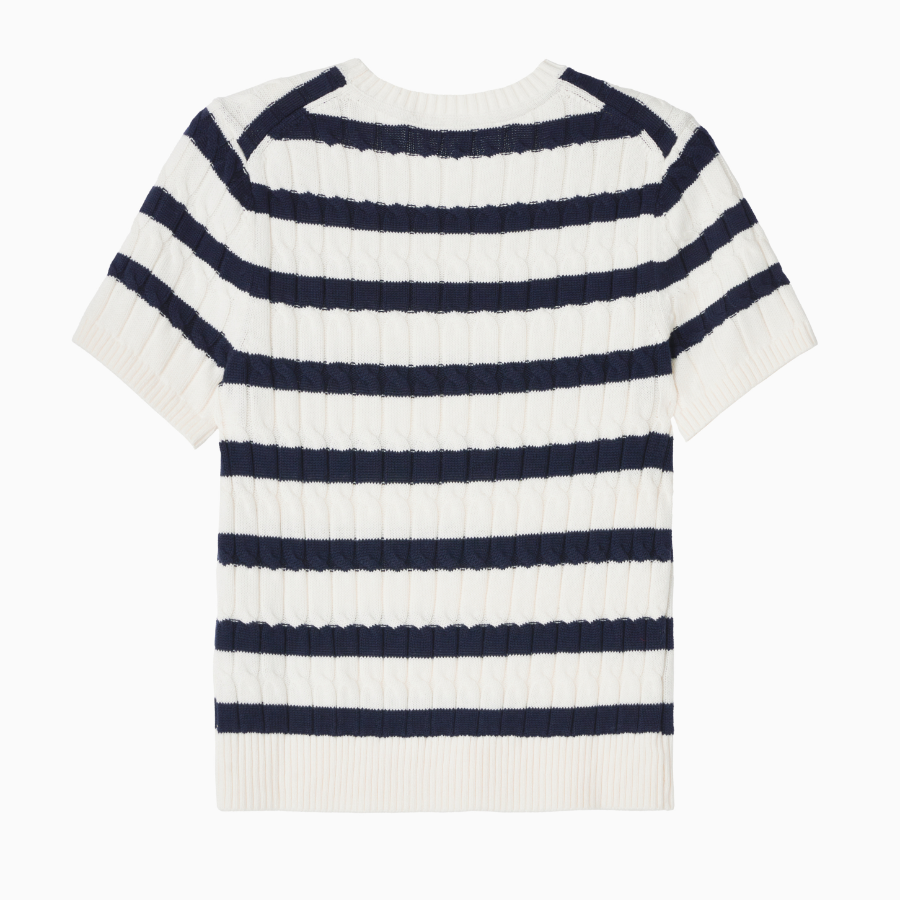 TOMMY HILFIGER [Official Headquarters] Cable Crew Neck Short Sleeve Sweater