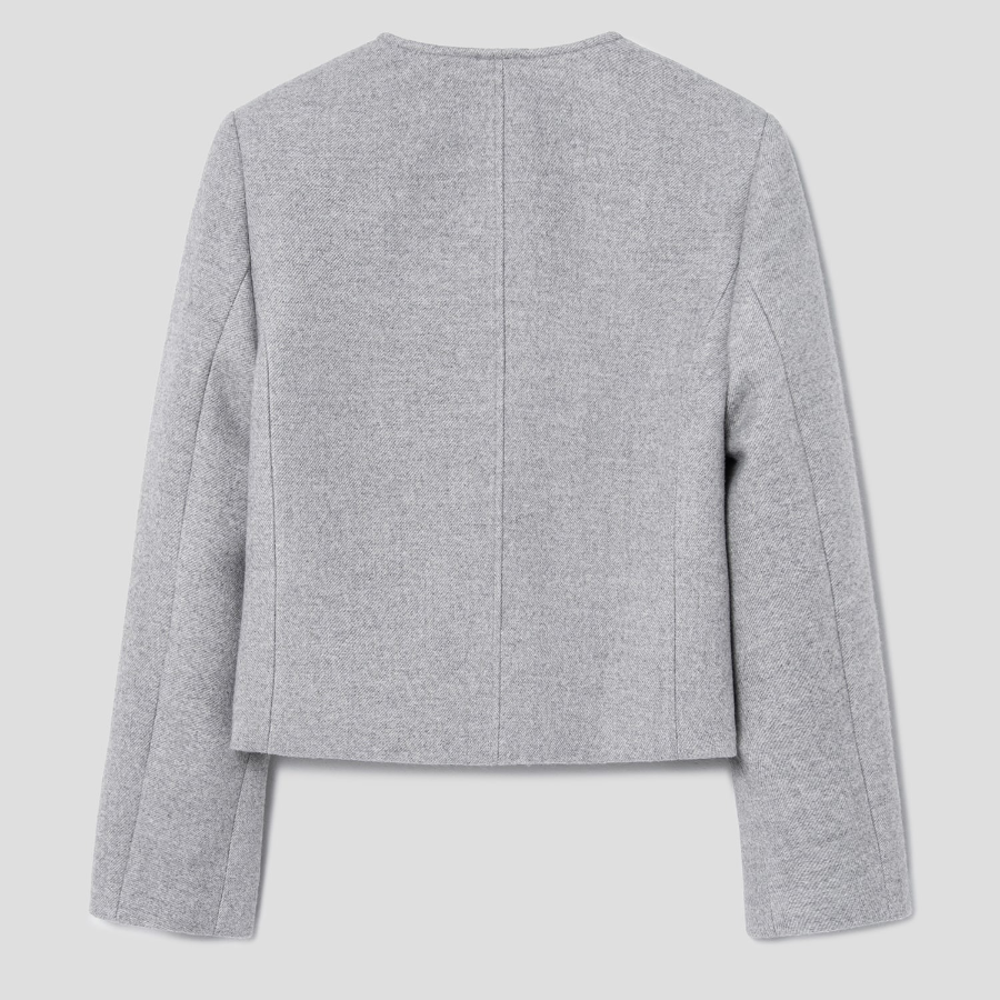 8 seconds Wool Twill Padded Lined Short Jacket — Light Grey