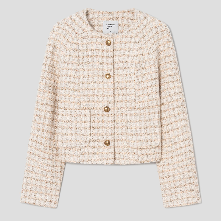 8 seconds Dolman Tweed Double Jacket — Beige