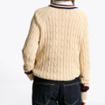 TOMMY HILFIGER [Official Headquarters] Varsity Cable V-Neck Sweater