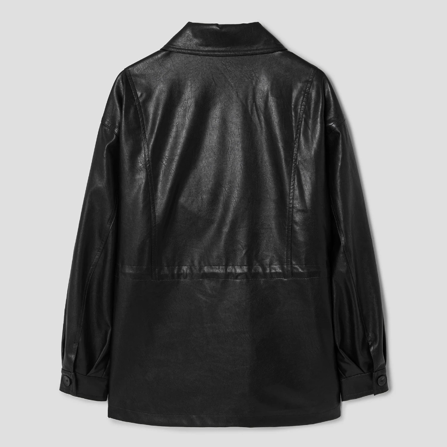8 seconds Leather Long Outer — Black
