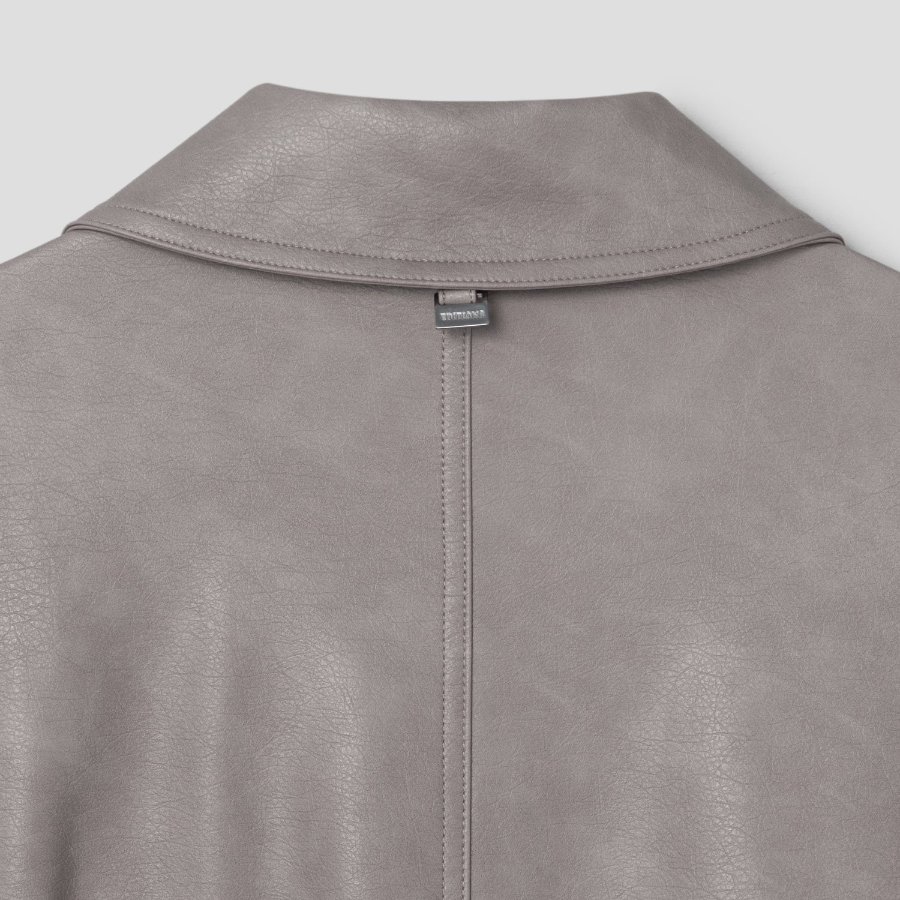 8 seconds [EDITION8] Oversized Leather Jacket — Beige
