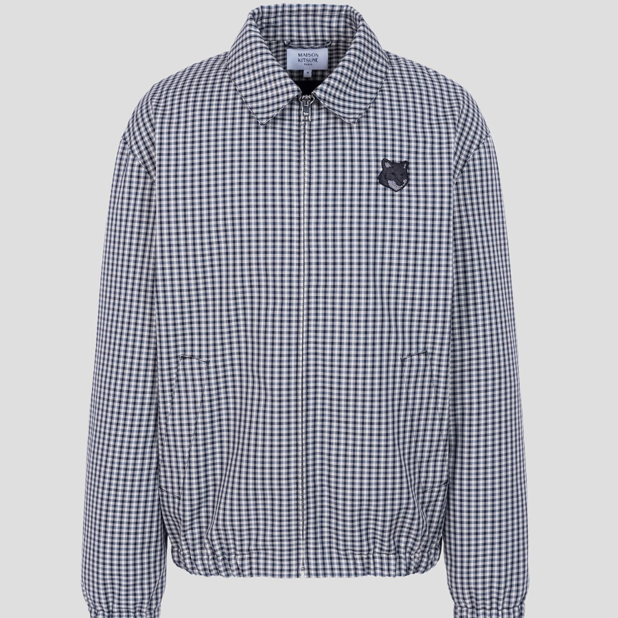 Maison Kitsune Men Elasticated Zipped Blouson - Slate Grey Check