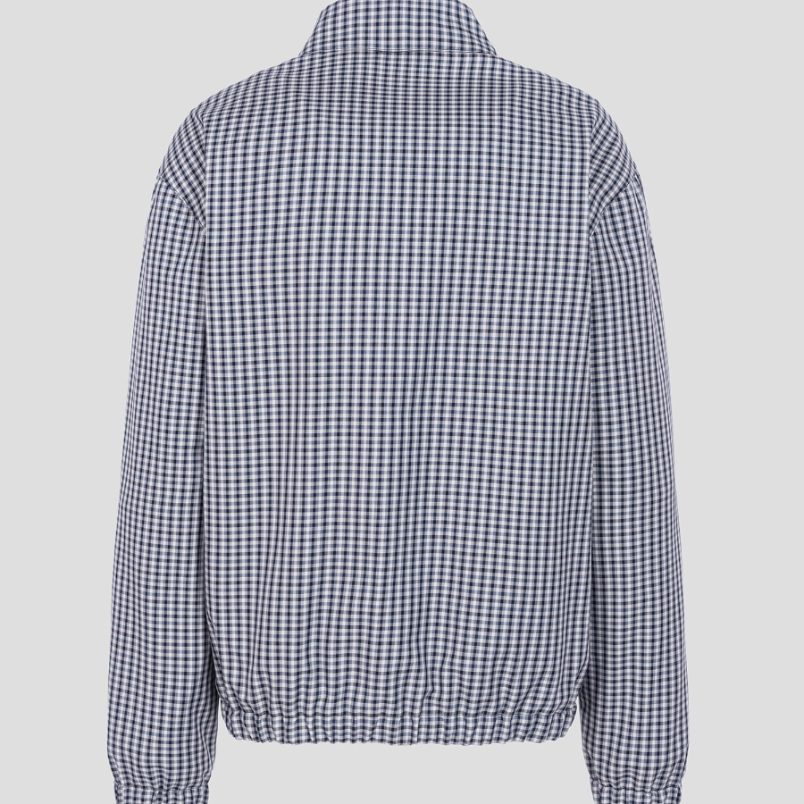 Maison Kitsune Men Elasticated Zipped Blouson - Slate Grey Check