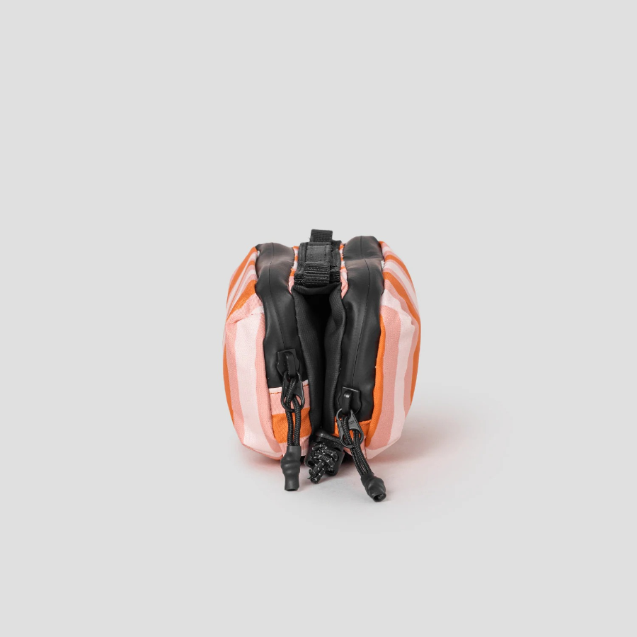 Maison Kitsune Unisex Maison Kitsune X Topologie Striped Mini Bottle Bag - Peach Fruit/Marigold Red Print