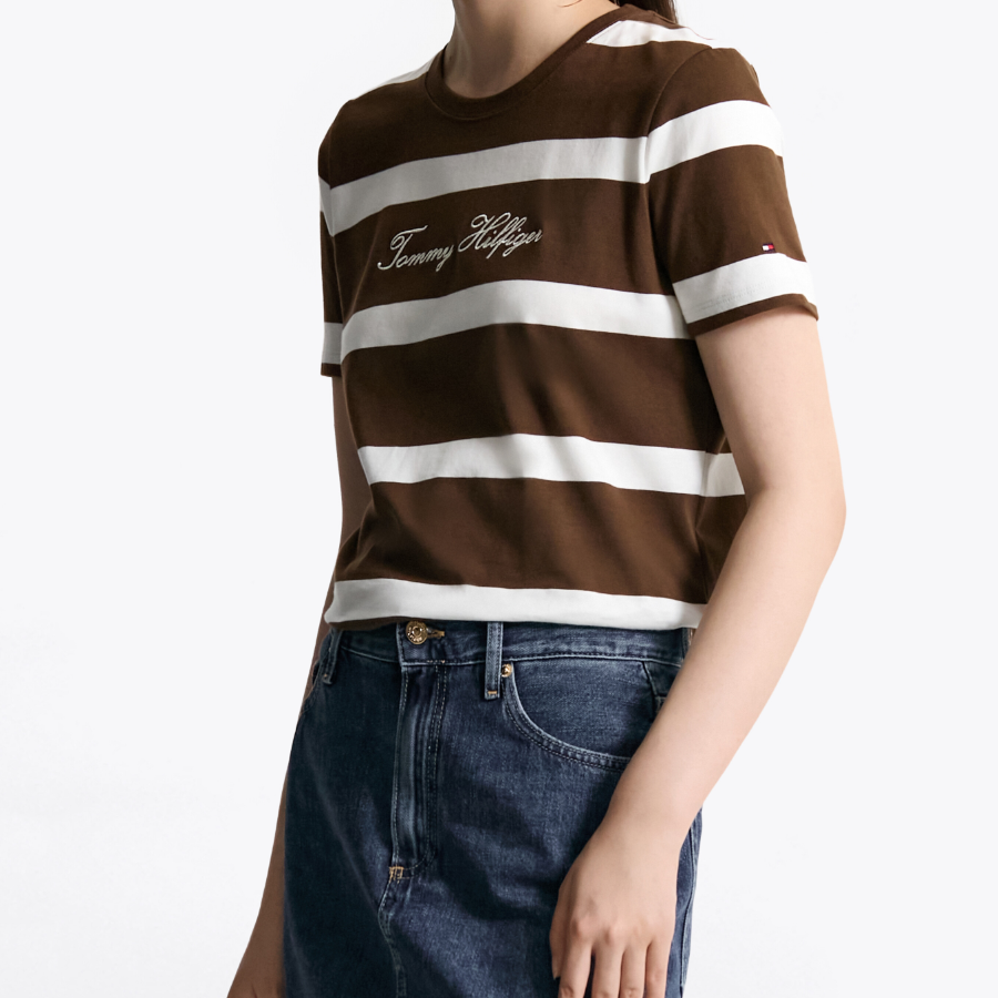 TOMMY HILFIGER [Official Headquarters] Script Stripe T-Shirt