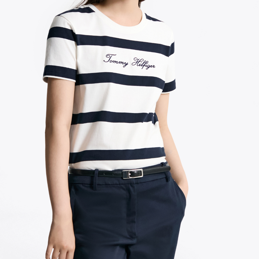 TOMMY HILFIGER [Official Headquarters] Script Stripe T-Shirt