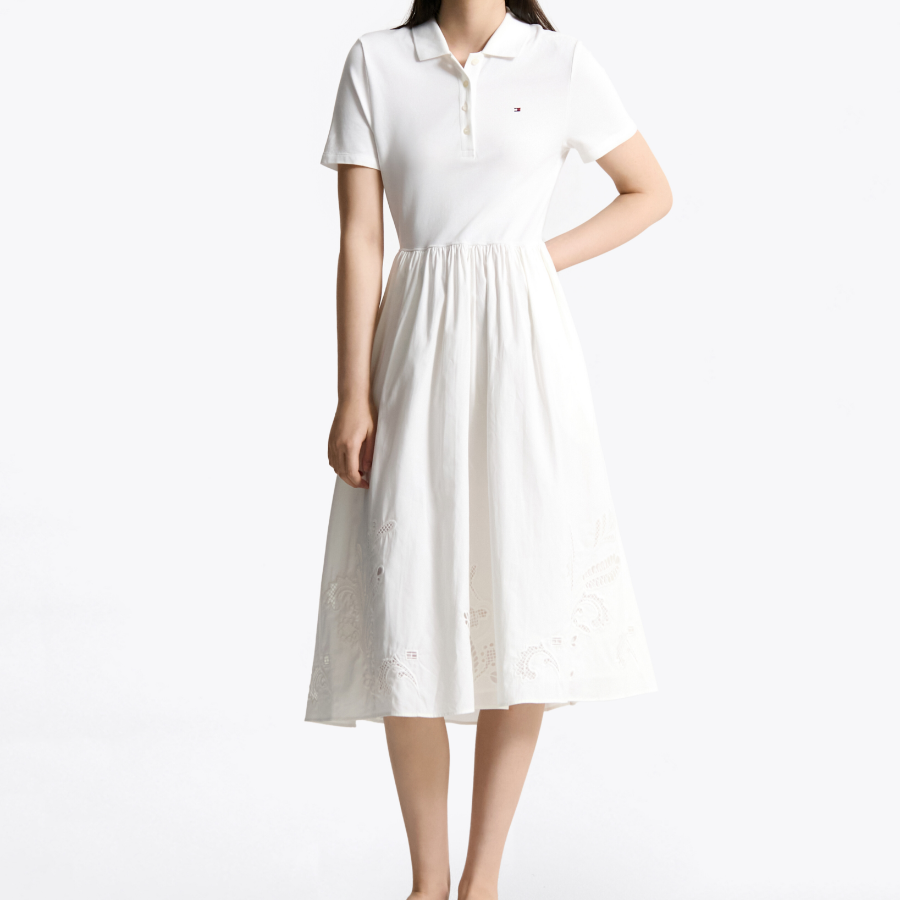 TOMMY HILFIGER [Official Headquarters] Anglaise Midi Polo Dress