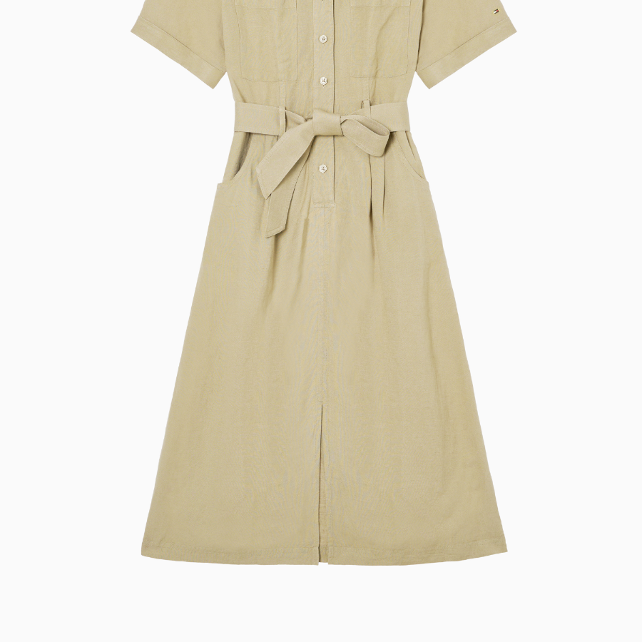 Tommy Hilfiger Official Linen Blend Utility Shirt Dress