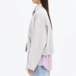 8 seconds Twill Cotton High Neck Jumper — Light Grey