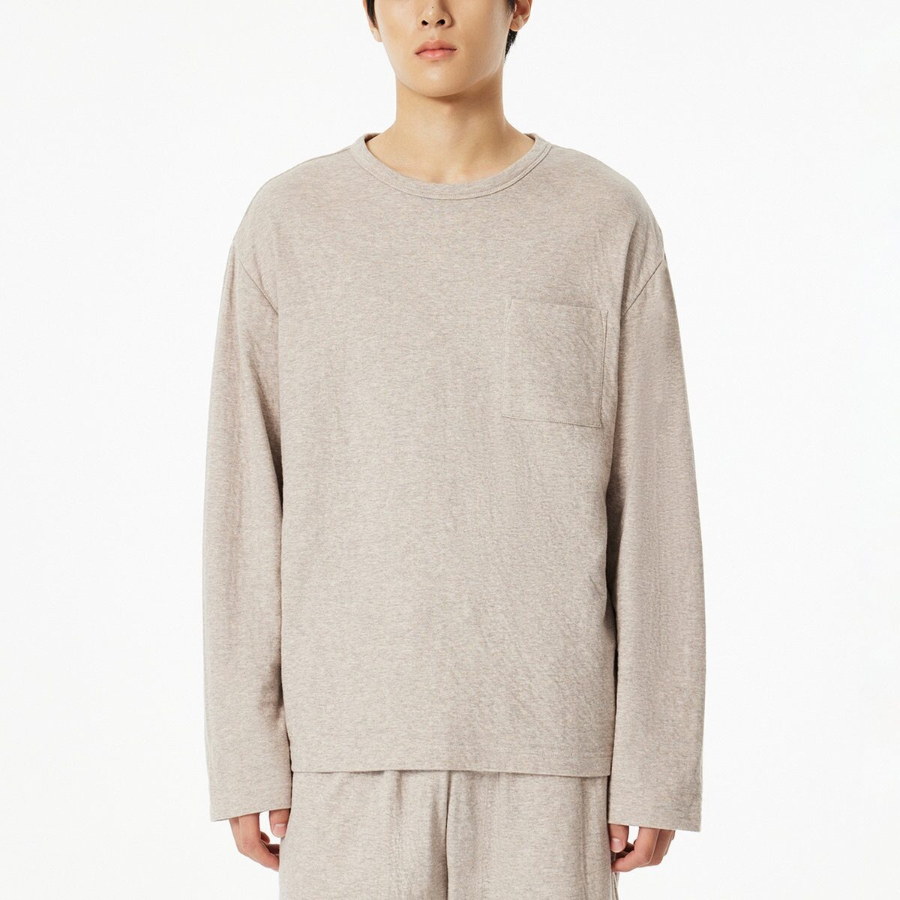 JAJU Double Cotton Loose Fit Pajama T-Shirt – Beige