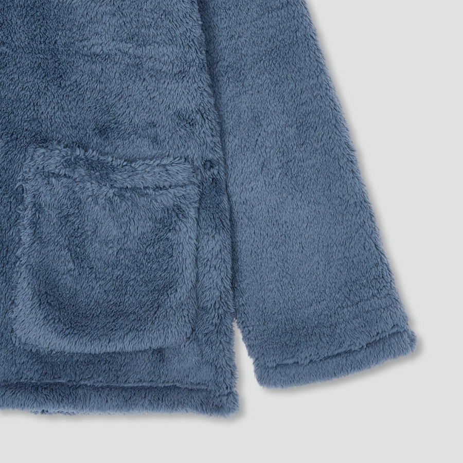 JAJU Microfiber Flat Collar Pajama Shirt – Blue