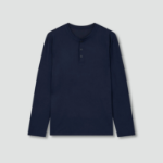 JAJU Peach Skin Long Sleeve Pajama T-Shirt – Navy