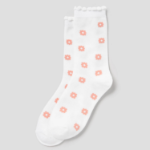 8 seconds Flower Jacquard Socks — White