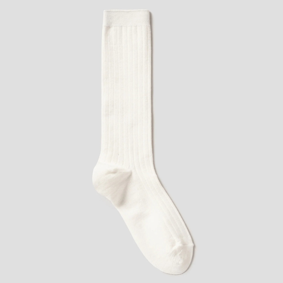 8 seconds Wool Blend Wide Ribbed Socks — Ivory