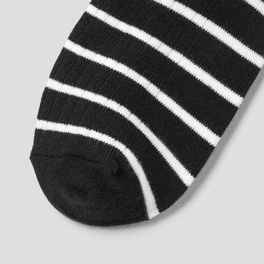 8 seconds Stripe Ribbed Socks — Black