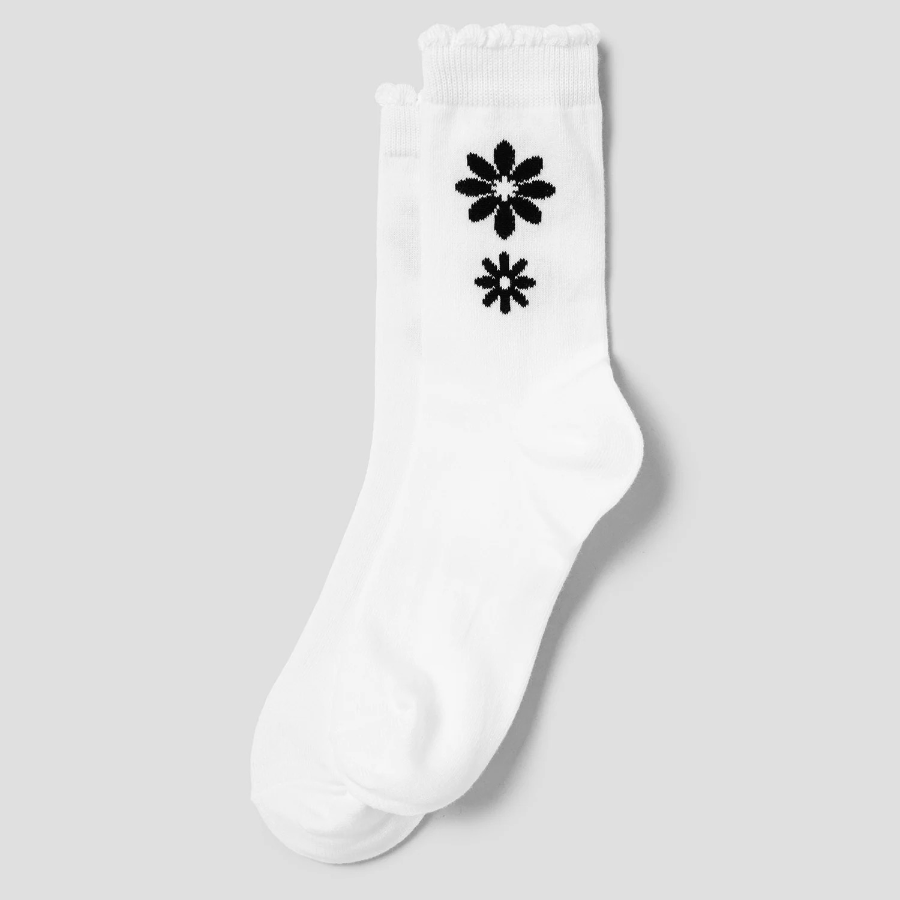 8 seconds Flower Jacquard Socks — Black