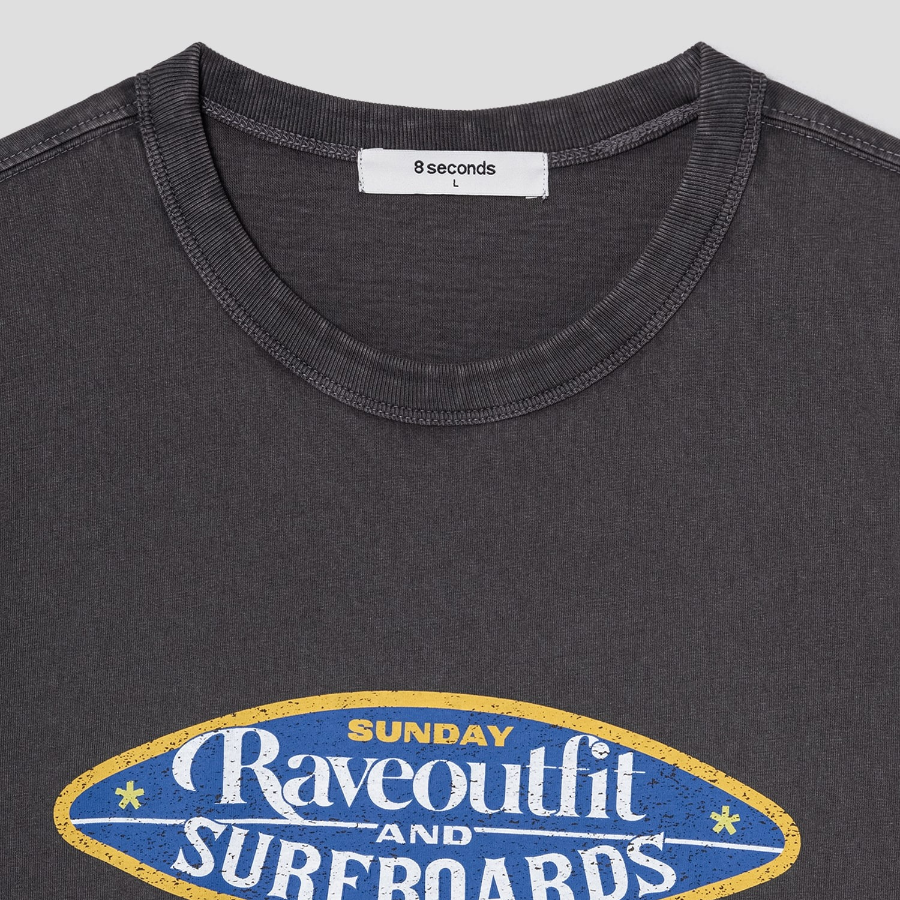 8 seconds Garment Dyeing Oval Graphic T-shirt – Ash