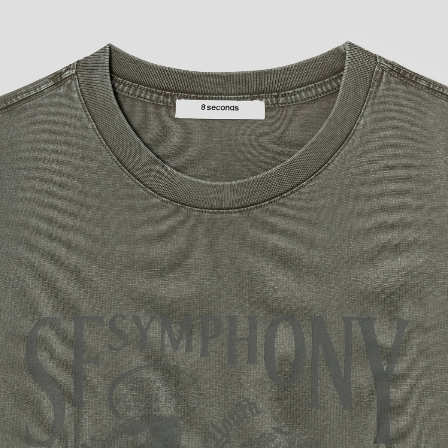 8 seconds Symphony Garment Dye T-shirt — Khaki