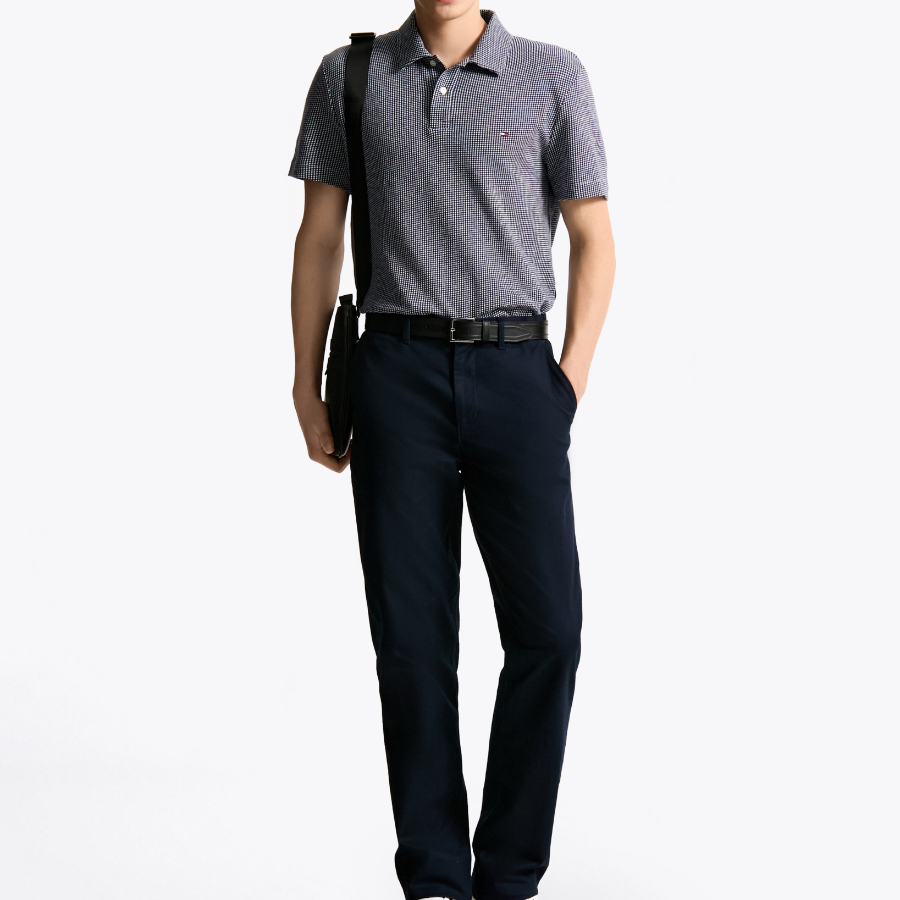 Tommy Hilfiger Official Linen-Blend Pattern Polo Shirt