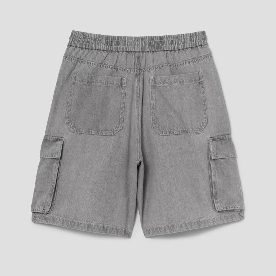 8 seconds Full Banding Cargo Denim Shorts — Light Gray