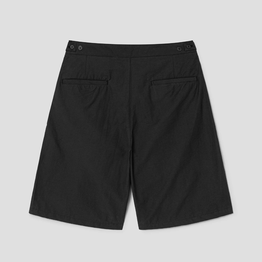 8 seconds Cotton Nylon One-Tuck Bermuda Shorts — Black