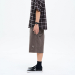 8 seconds Washing Cotton Buckle Half-Banding Shorts — Brown