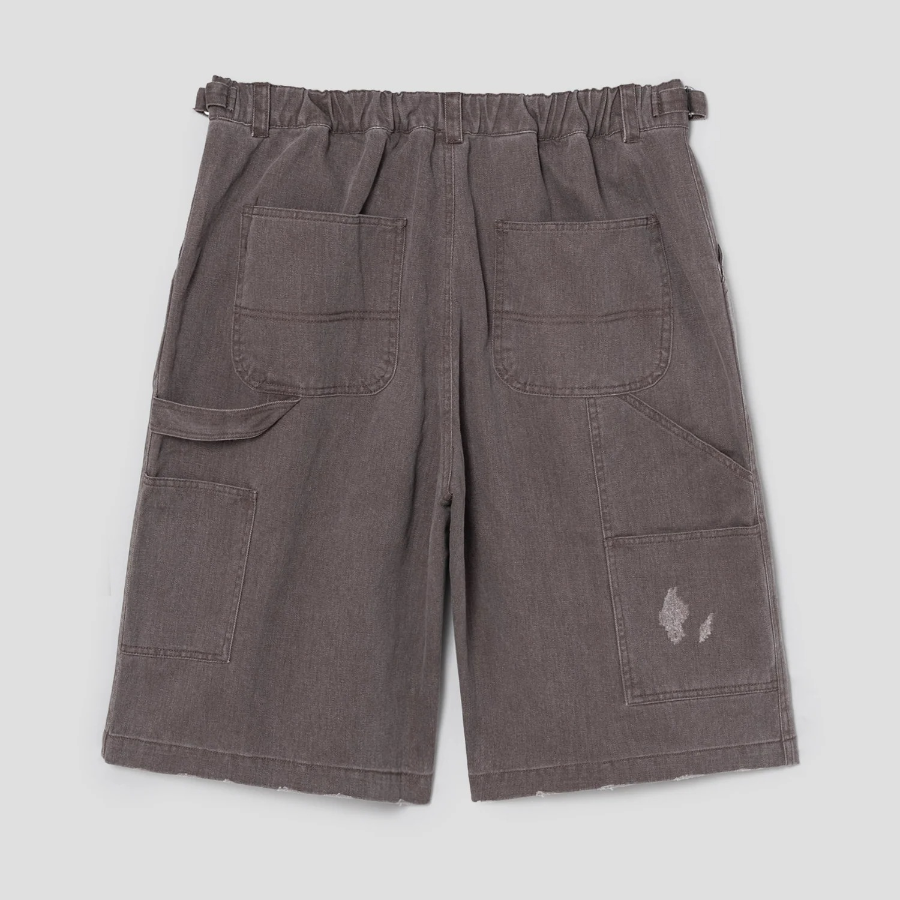 8 seconds Washing Cotton Buckle Half-Banding Shorts — Brown