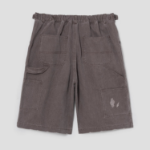8 seconds Washing Cotton Buckle Half-Banding Shorts — Brown