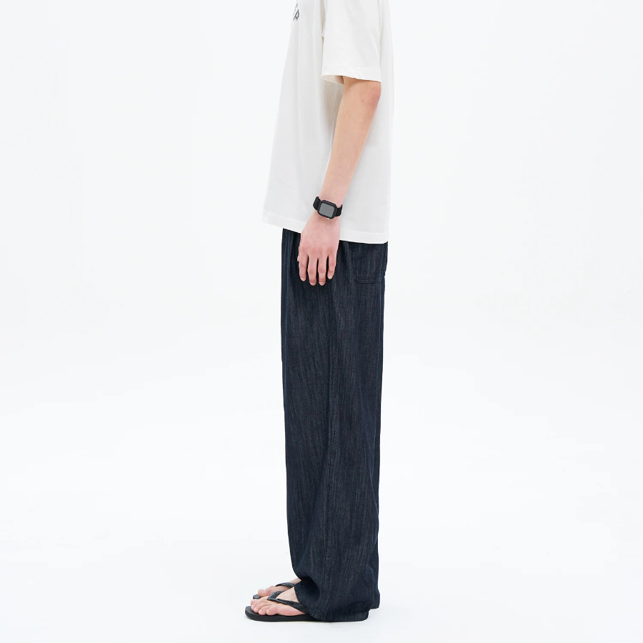8 seconds Lightweight Full Banding Wide-Fit Denim — Navy