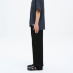 8 seconds Lightweight Rayon Blend Semi Wide-Fit Banding Pants — Black