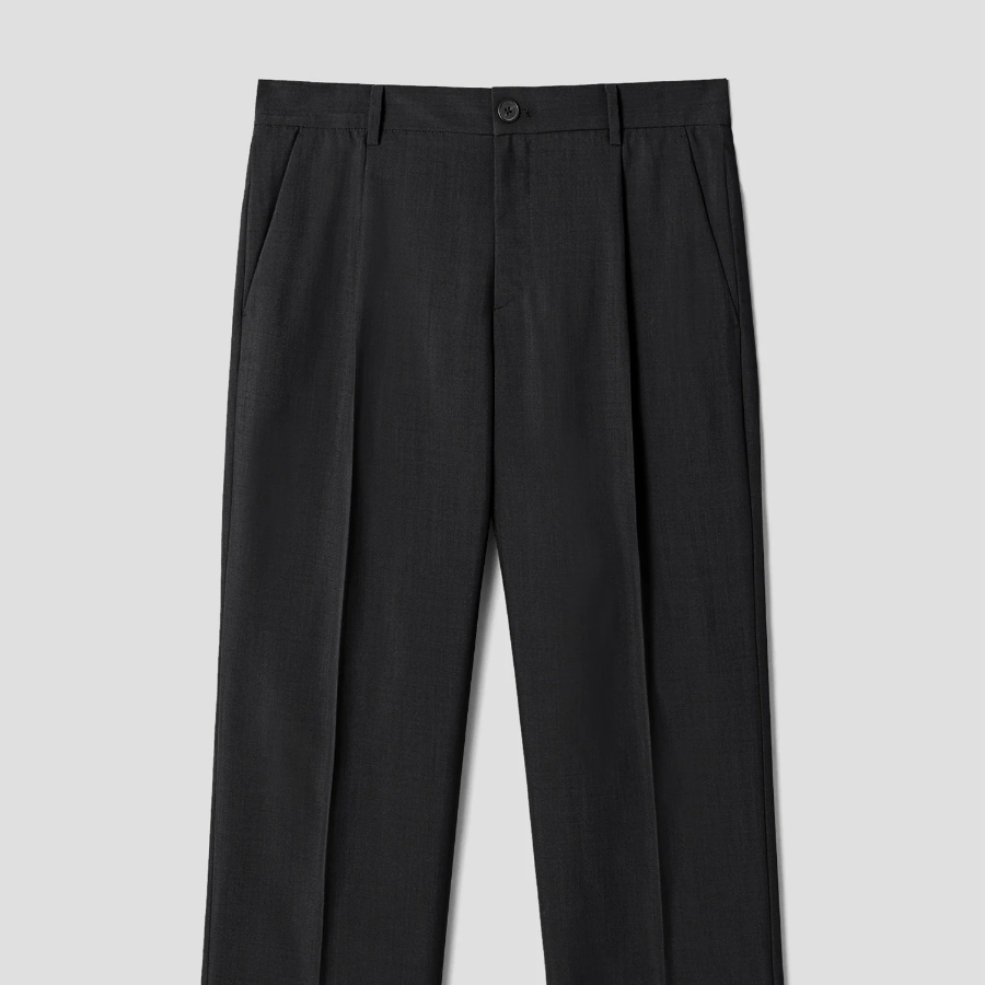 8 seconds Lightweight Basic Semi Wide-Fit Slacks — Black