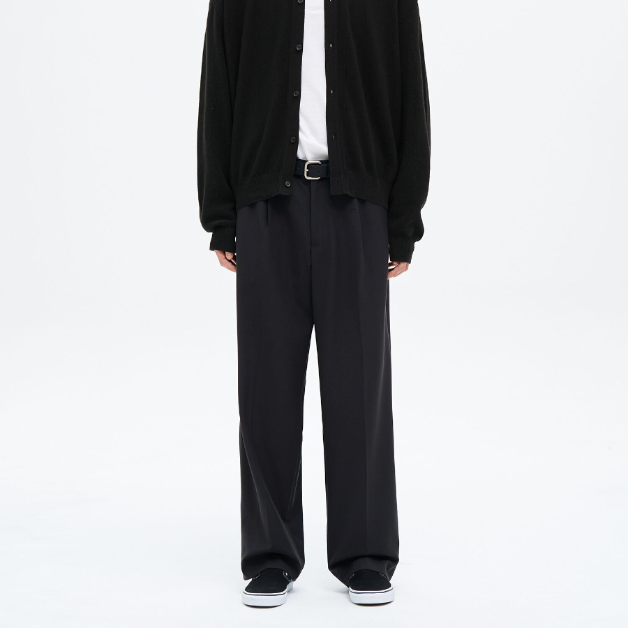 8 seconds [4WAY STRETCH] Semi Wide-Fit Banding Slacks — Ash