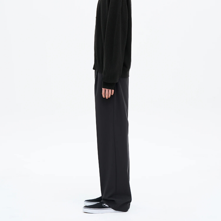 8 seconds [4WAY STRETCH] Semi Wide-Fit Banding Slacks — Ash