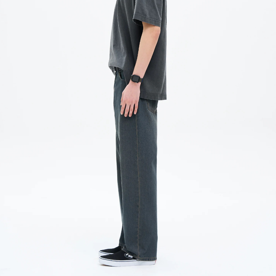 8 seconds Lightweight Essential Semi Wide-Fit Denim Pants — Navy