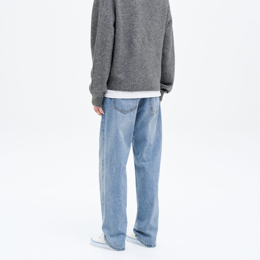 8 seconds Essential Semi Wide-Fit Denim Pants — Sky Blue