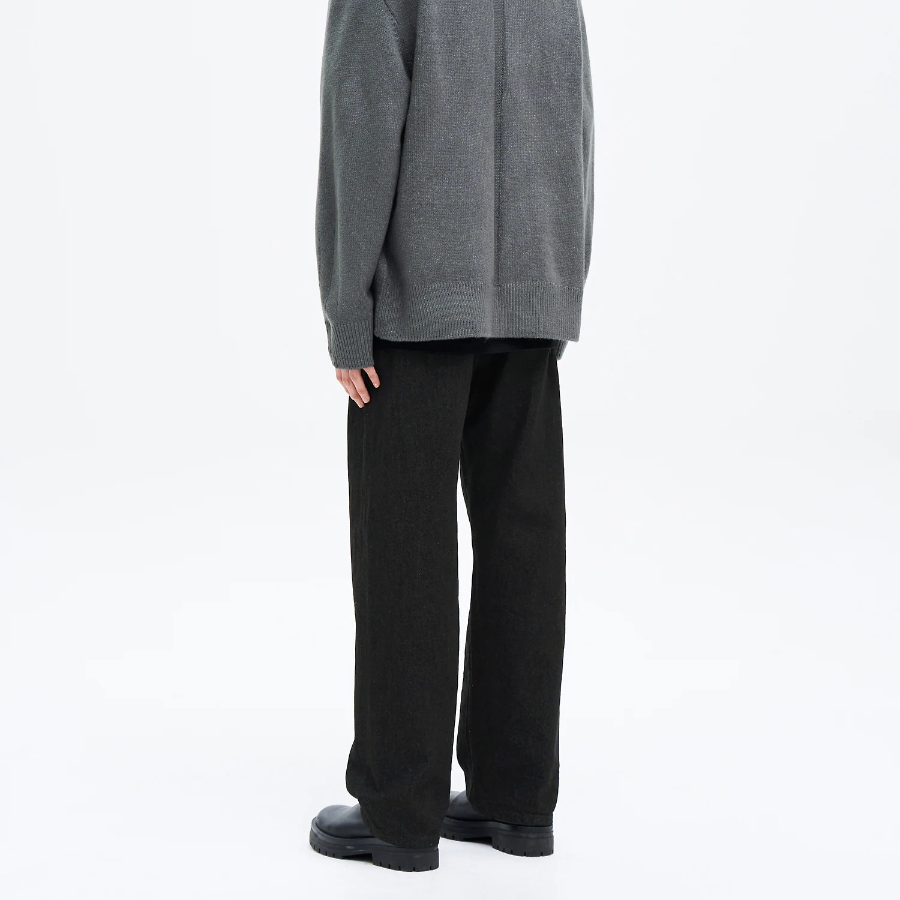 8 seconds Essential Semi Wide-Fit Denim Pants — Black