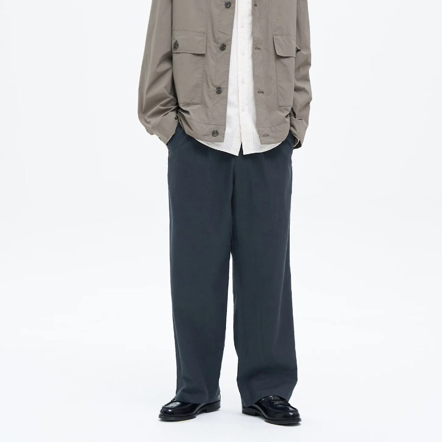 8 seconds Linen Blended Wide Fit Pants — Navy