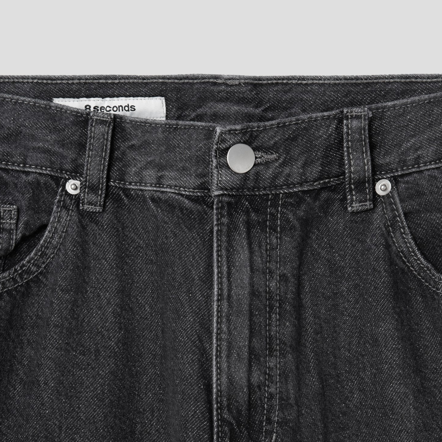 8 seconds Essential Wide-Fit Denim Pants — Ash