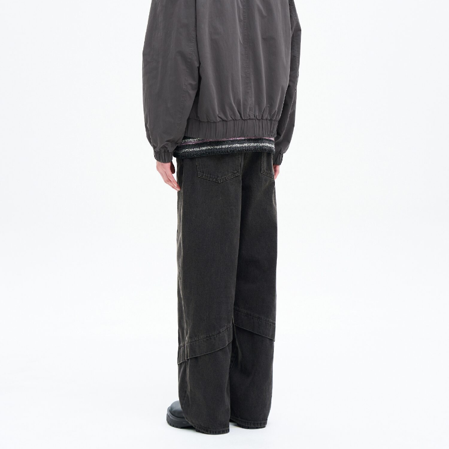 8 seconds Angled Side-Slit Denim Pants — Black