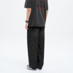 8 seconds Full-Banding Wide-Fit Denim Pants — Black