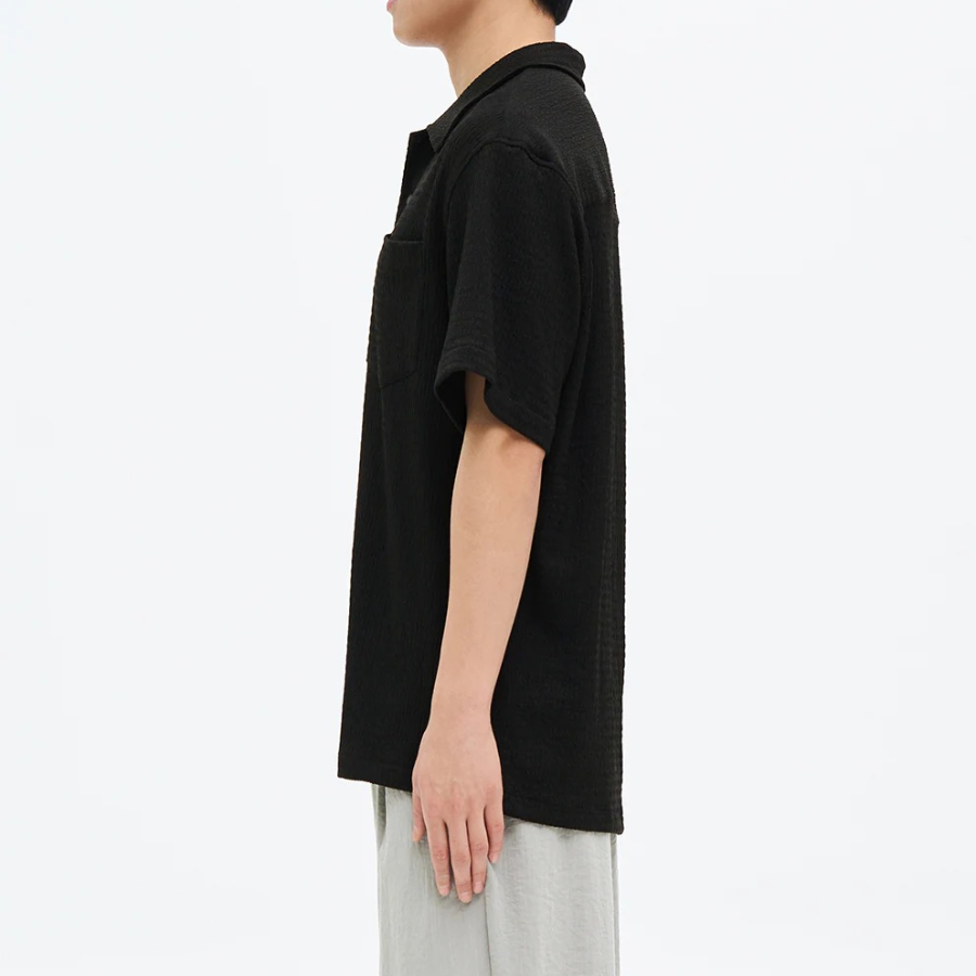 8 seconds Crinkle Pullover Shirt — Black