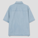 8 seconds Lightweight Zip-Up Denim Short-Sleeve Shirt — Sky Blue