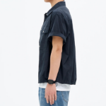 8 seconds Nylon Trucker Oversized Short-Sleeve Shacket — Navy