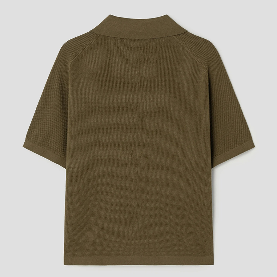 8 seconds Collar Short Sleeve Cardigan — Olive