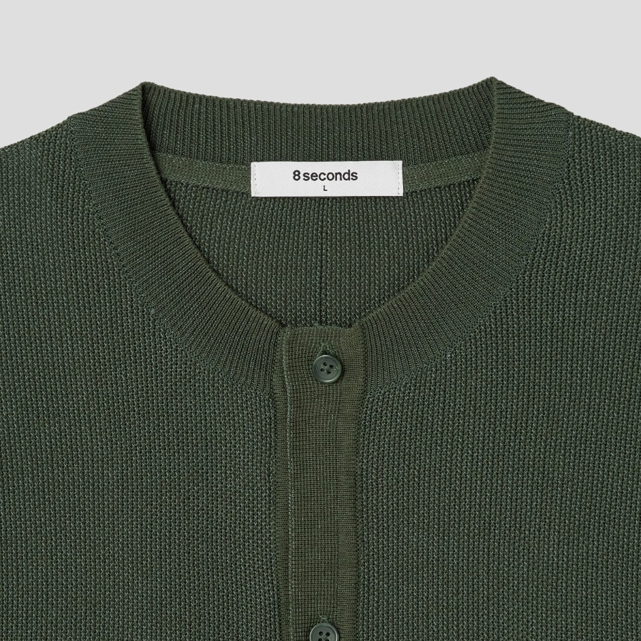 8 seconds Cool Touch Round Button Cardigan — Khaki